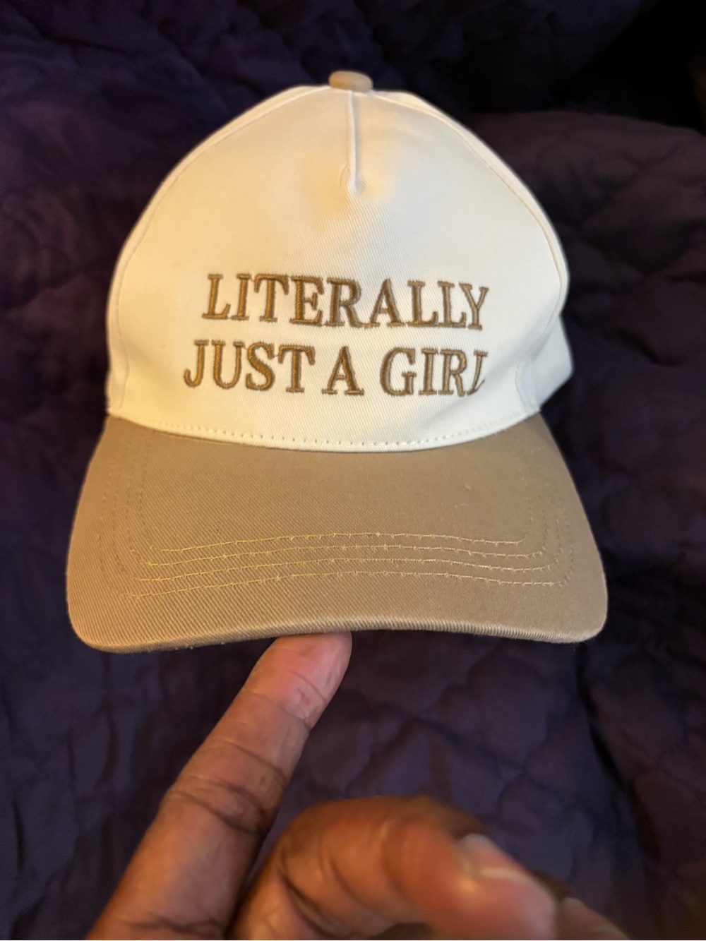 Literally Just A Girl Two-Tone Baseball Cap - Cream & Tan